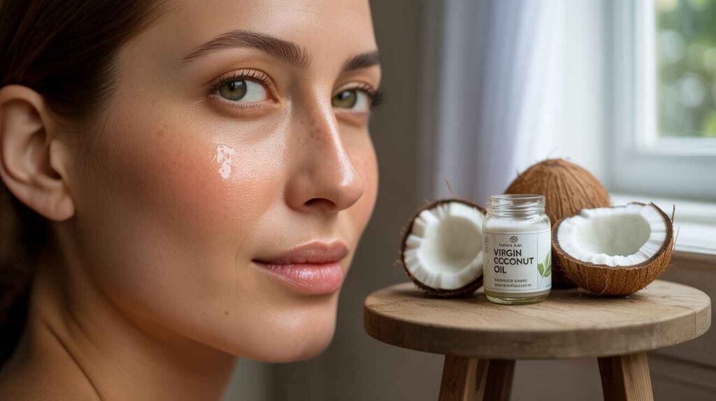 Virgin coconut oil packed with fatty acids and antioxidants helps hydrate, protect, and brighten skin for a healthy, glowing complexion.