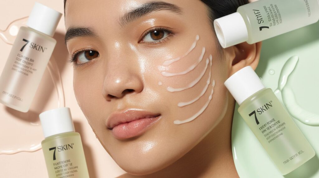 Close-up of hydrated, plump, and radiant skin demonstrating the benefits of the 7 skin method, showing gradual toner absorption for smooth, dewy complexion.