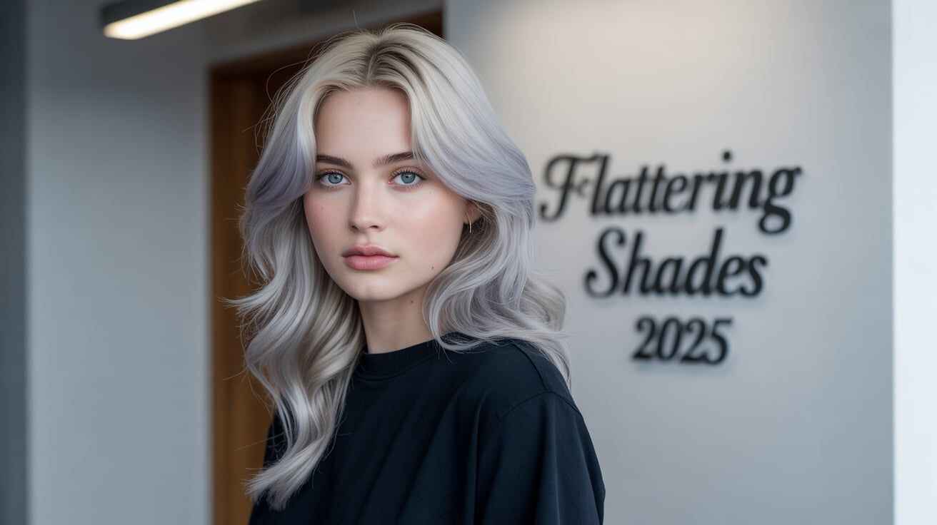 Best hair color shades for cool skin tones in 2025 – ash blonde, icy platinum, mushroom brown, jet black, and berry red options.