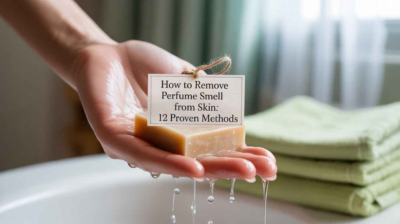 Woman washing her hands to remove perfume smell from skin using proven methods