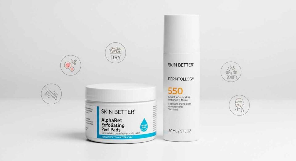 Skin Better AlphaRet Peel Pads with sunscreen and moisturizer, highlighting safe use, sun protection, and irritation precautions.